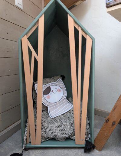 Espace commun la Guinguette, pension et chatterie pour chats à Saxon, cabane cachette pour chats timides